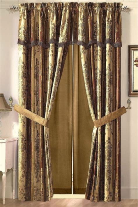 Draperies can block out drafts, light and sound but are mainly for decoration. 54" x 84" Vintage 2 Panels Gold Burgundy Floral Design ...
