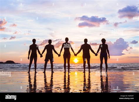 Community Or Group Concept Silhouettes Of People Standing Together And