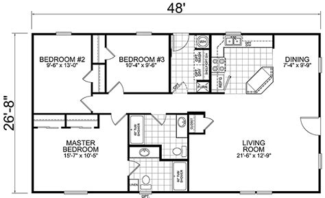 28 X 48 Floorplan 1 Mobile Home Floor Plans Bedroom