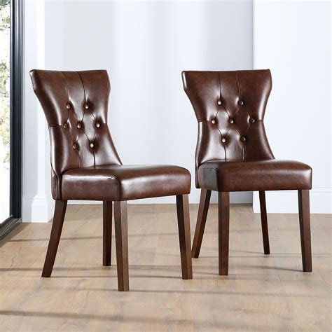 Canglong tufted leather kitchen dining chairs side chair for kitchen room dining room, set of 2 yaheetech dining chairs with waterproof leather surface and rubber wood legs modern style. Bewley Club Brown Leather Button Back Dining Chair (Dark ...