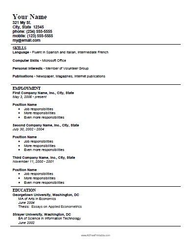Free Printable Resume Templates Hot Sex Picture