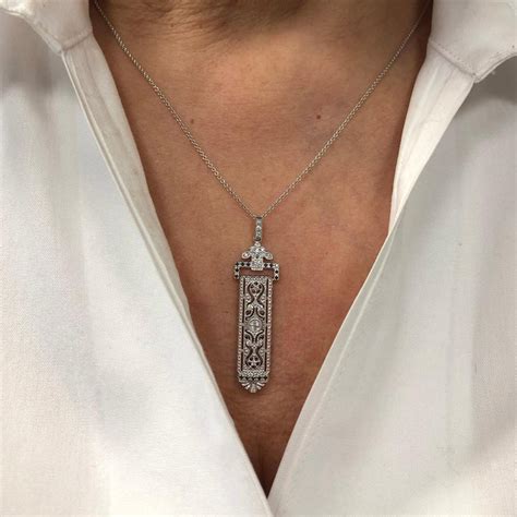 5 out of 5 stars. 18K White/Yellow Gold Art Deco Style 'Cartouche' Pendant ...