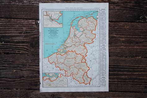 vintage 1930 s 1940 s netherlands belgium map etsy