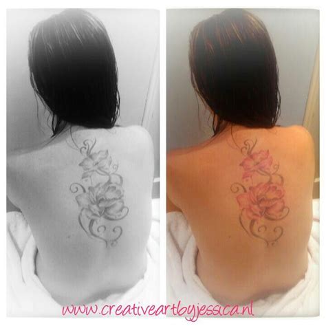 Tattoo Female Watercolor Flowers Back Designed By