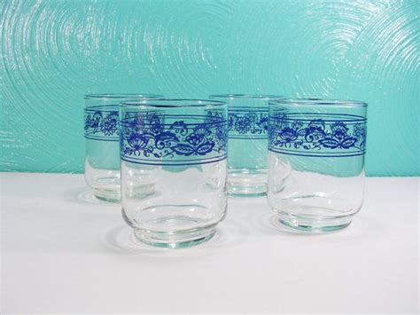 Vintage Libbey Old Town Juice Glasses Set Of 4 Glasses 1970s Pyrex Compatible Glasses Juice