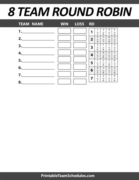 A petition or similar… … the collaborative international dictionary. Round Robin Tournament - 8 team bracket. Print Here - http ...