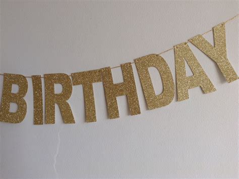 Gold Happy Birthday Banner Sparkly Gold Glitter By Cardoodle