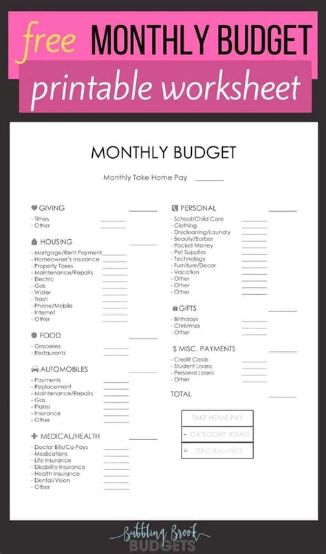 The Best Free Monthly Budget Printable