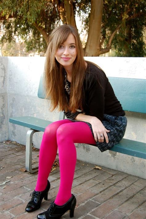 Fashion Look Book Bright Tights Colored Tights Outfit Pink Tights Pantyhose Outfits