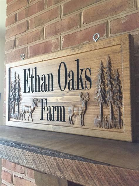 Custom Cabin Sign Carved Wood Sign With Deer Personalized Etsy