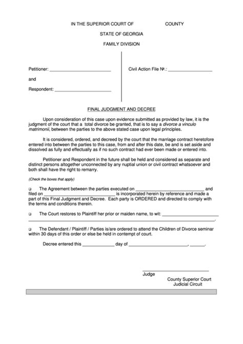 Fillable Final Judgment And Decree Printable Pdf Download