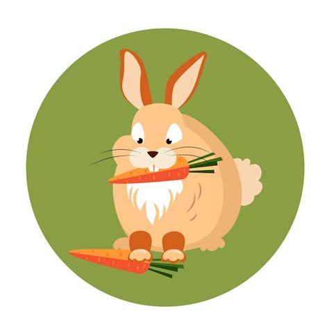 Conejo Lindo Comiendo Una Ilustraci N Vectorial De Zanahoria Vector Premium