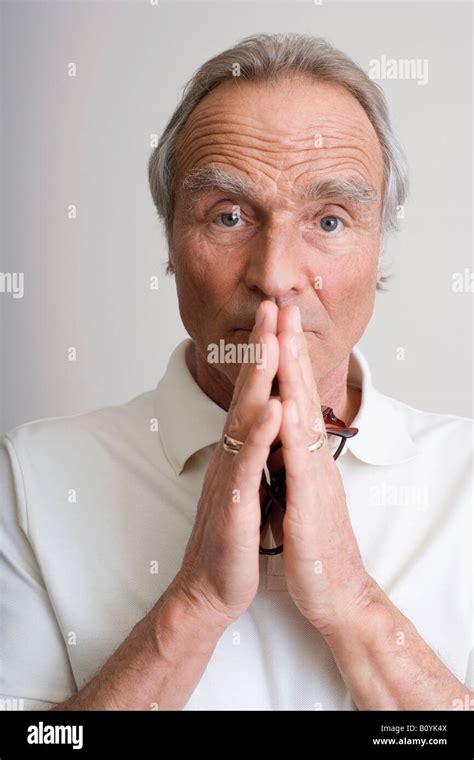 Senior Man Folded Hands Portrait Stock Photo Alamy
