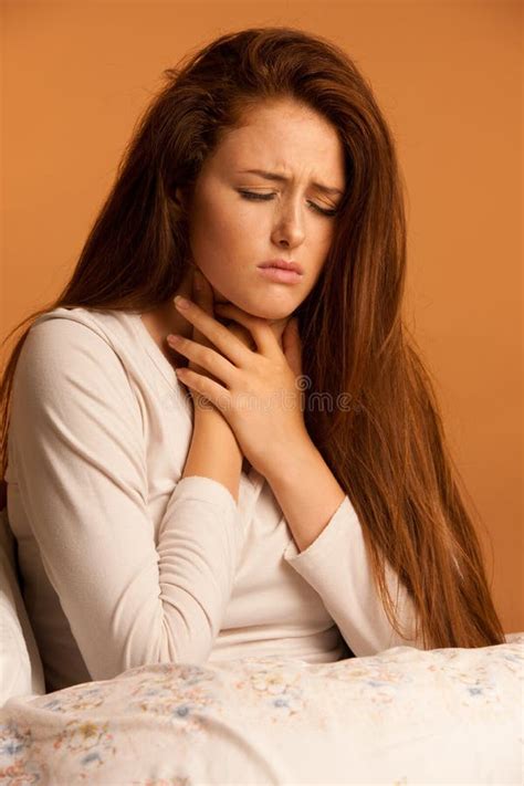 Illness Flu Sore Throat Woman Resting In Bed Stock Image Image Of Isolated Black 75617281