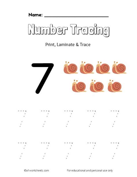 Tracing Numbers 7 Worksheets For Preschool And Kindergarten