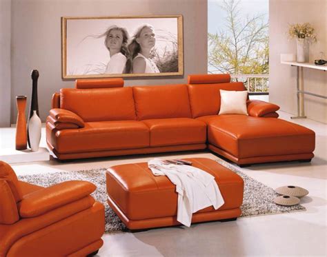 Orange Sofa Testimony And Example Fancy Leather Orange Sofa Modern