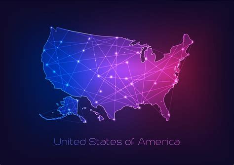 estados unidos da américa eua mapa contorno com estrelas e linhas de estrutura abstrata 621393
