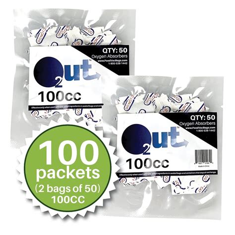 100cc O2 Out Oxygen Absorbers 100 Pack 2 Packs Of 50 Foodvacbags