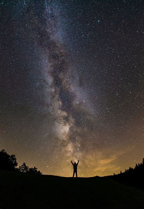 Milky Way Human Starry Sky Star Night Sky Galaxy Universe