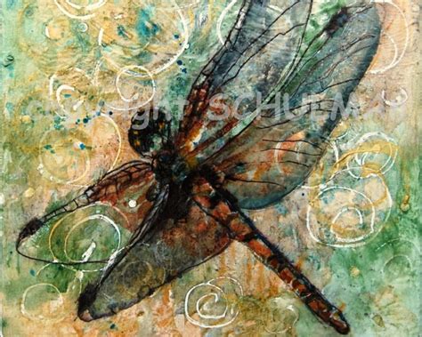 Dragonfly Art Modern Abstract Contemporary Watercolor