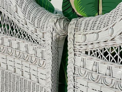 vintage white wicker twin headboards a pair at 1stdibs white wicker twin bed vintage wicker