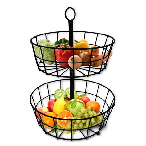 buy trpsea 2 tier basket black 2 tier fruit basket stand for storing and organizers decorations