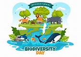 Día mundial de la biodiversidad el 22 de mayo ilustración con ...