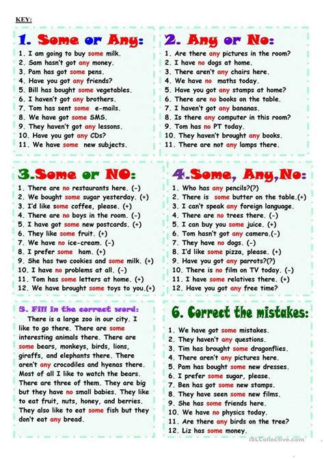 Some Any No English Esl Worksheets For Distance Learning And