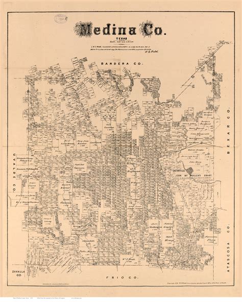 Medina County Texas 1879 Old Map Reprint Old Maps