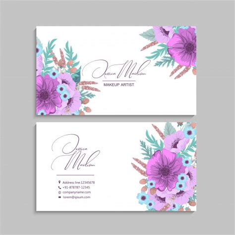 Flower shops and florists, landscapers, gardeners, boutiques, travel agents, and many others, can take advantage of our floral cards. Purple flower business cards | Premium Vector