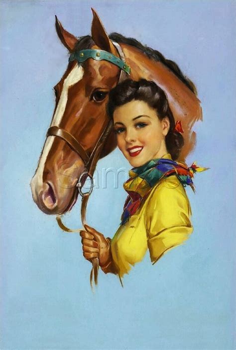 Equestrian Cowgirl Pin Up Girl Horse Horseback Riding