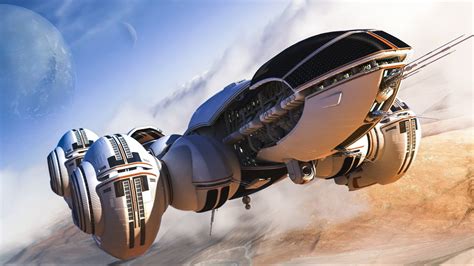 Gray Spacecraft Digital Wallpaper Science Fiction Digital Art Render
