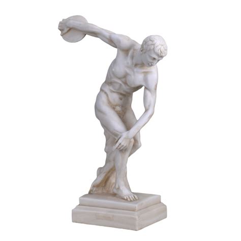 Discus Thrower Discobolus Nude Male Athlete Greek Roman Cast Marble
