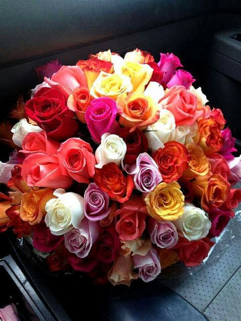 Multi Color Rose Bouquet Beautiful Flower Arrangements Colorful