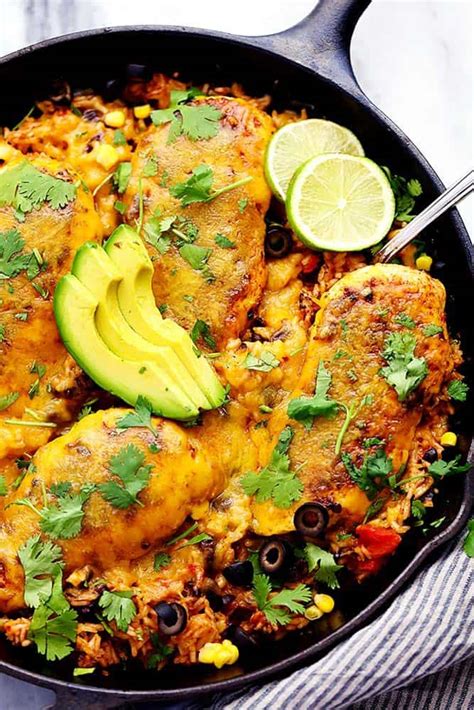 Cheesy chicken broccoli rice skillet. Cheesy Fiesta Chicken and Rice Skillet | The Recipe Critic