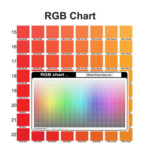 Free Printable Rgb Color Chart