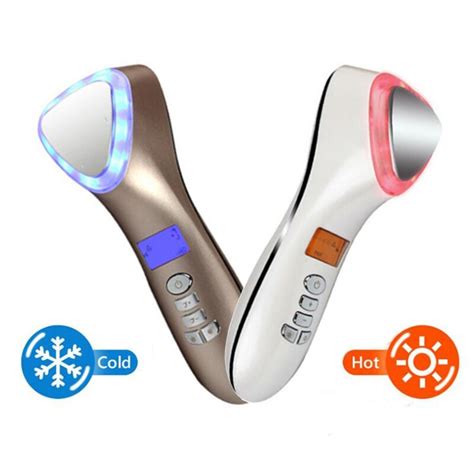 Ultrasonic Cryotherapy Led Hot Cold Hammer Facial Lifting Sonic Vibration Massager Face Skin