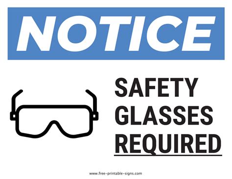 safety glasses required beyond this point notice osha ansi label decal sticker inches x inches