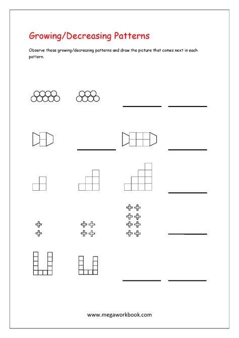 pattern worksheets  kindergarten color patterns growing patterns