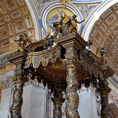 St Peters Baldachin 1623 34 Rome By Bernini The Pillars And