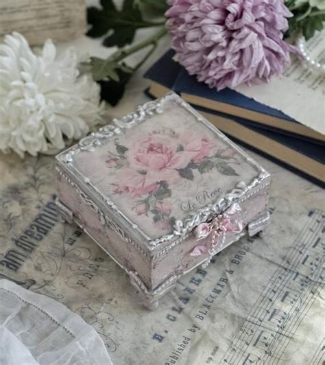 Shabby Chic Box With Roses Vintage Decoupage Box Shabby Chic Decor