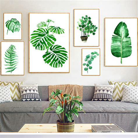 Tropical Plants Leaves Canvas Vintage Poster Wall Art Prints Modern
