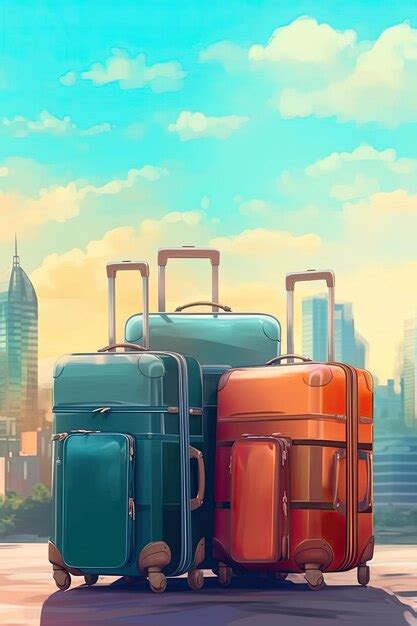 Premium Ai Image Rolling Suitcases Exploring The City And Collecting