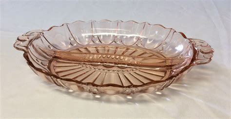 Pink Depression Glass Oblong Sectioned Relish Dish Vintage Etsy