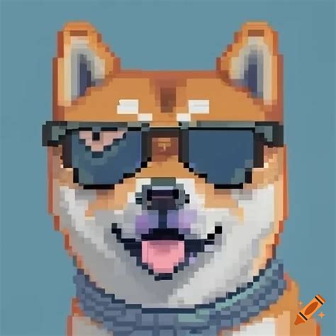 Pixel Art Of A Cute Shiba Inu Wearing Sunglasses On Craiyon