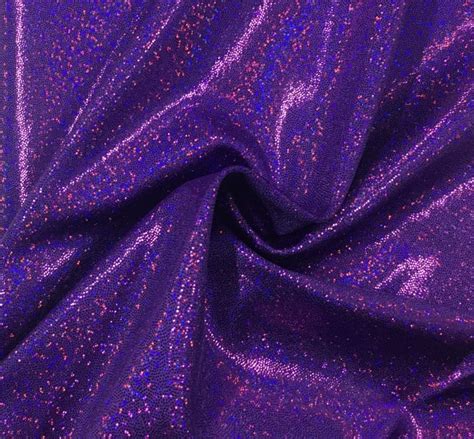 Purple Sparkly Jewels Spandex Hologram Fabric Stretch Fabrics