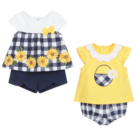 Mayoral Newborn Blue And Yellow Baby Shorts Set Childrensalon