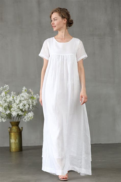 White Maxi Linen Maxi Wedding Dress Linennaive® Linen Dresses White