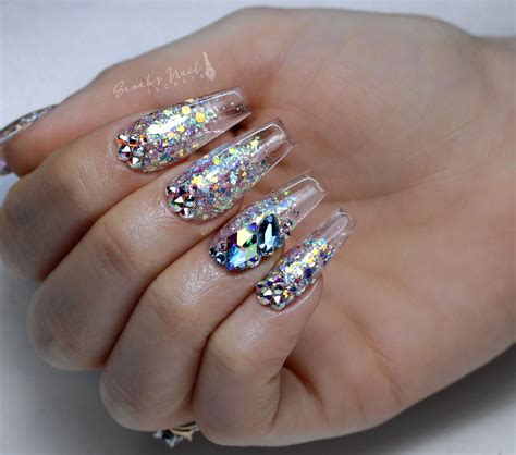 Acrylic Nails Glass Nails Sparkle Acrylic Nails Nails Design With