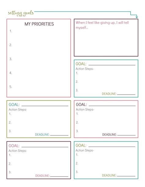 Free Printable Personal Goal Planning Worksheet
